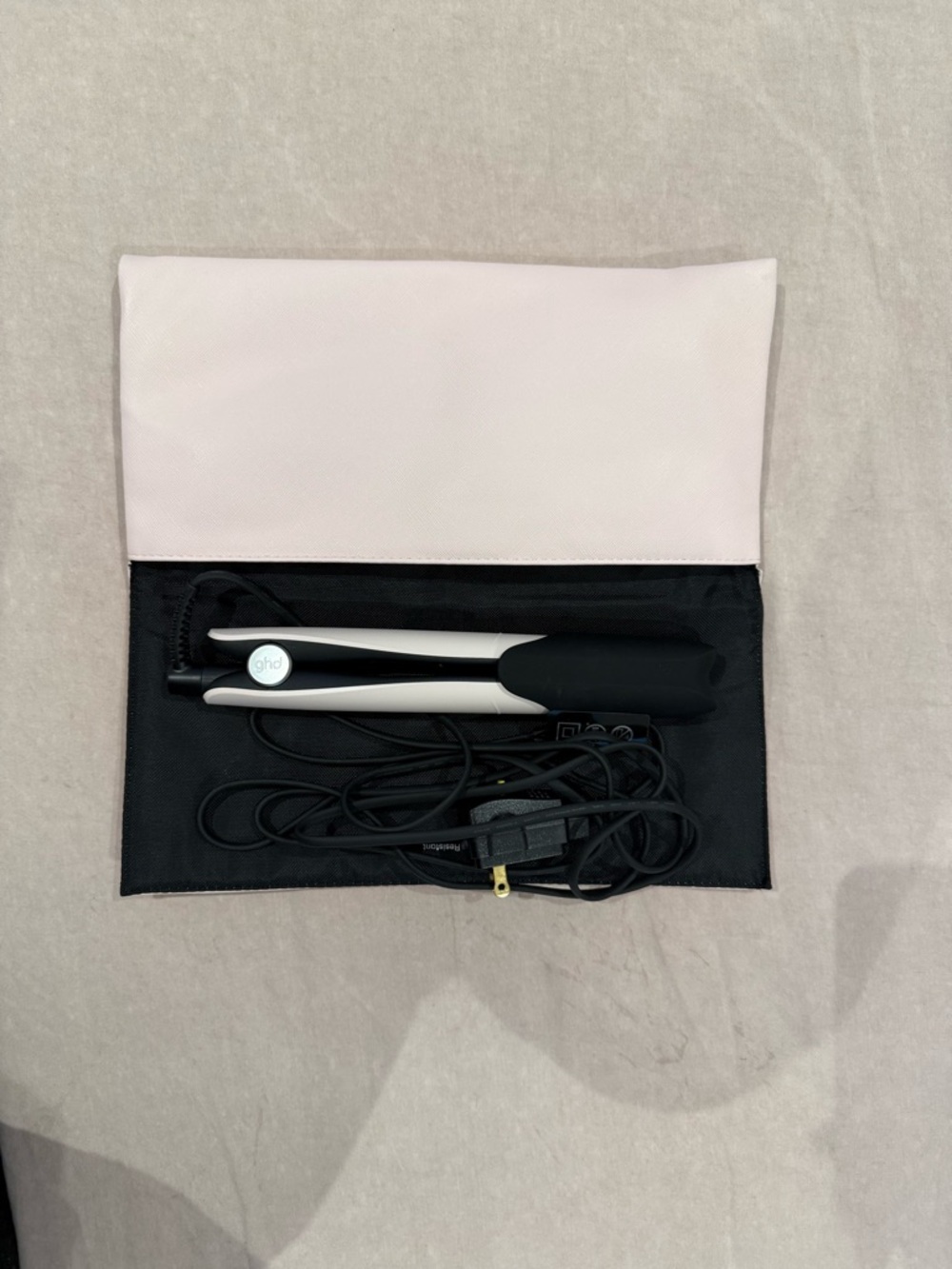 ghd White and Black Travel Mini Flat Iron with Pouch